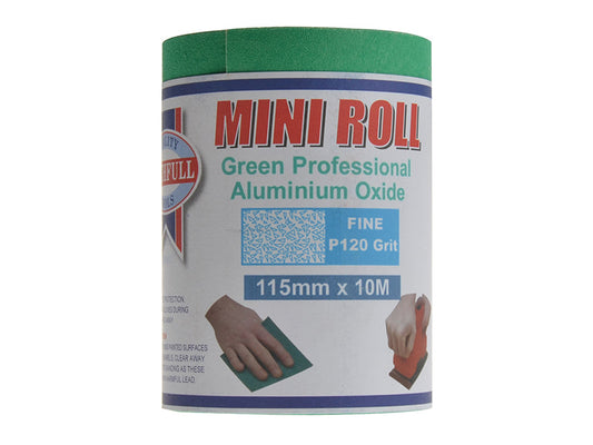 Aluminium Oxide Sanding Paper Roll Green 115mm x 10m 120G, Faithfull