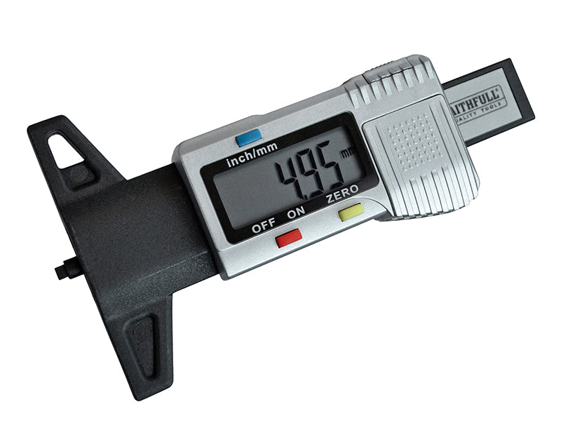 Tyre Depth Gauge Digital Readout 0-25mm, Faithfull