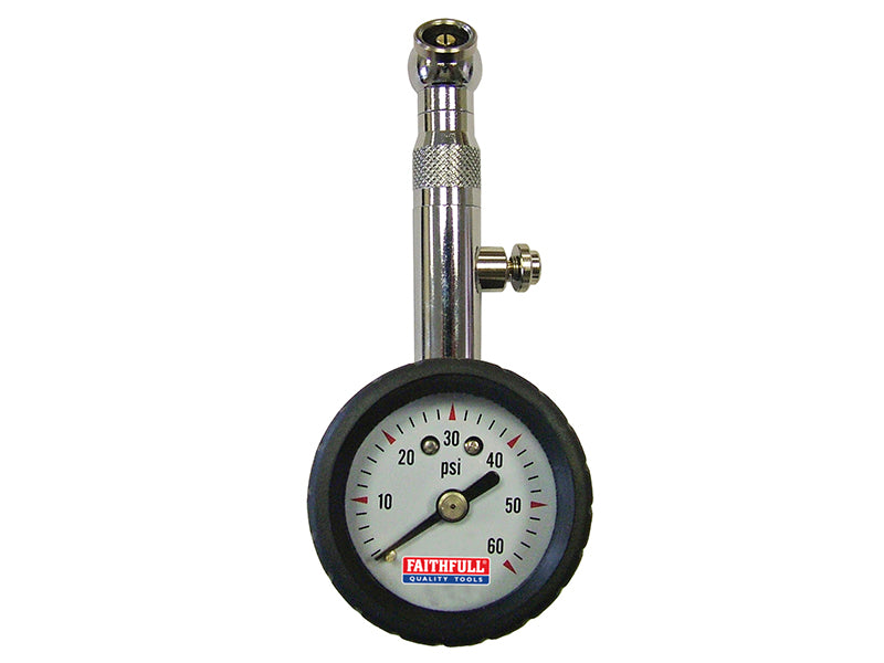 Tyre Pressure Dial Gauge 60 psi, Faithfull