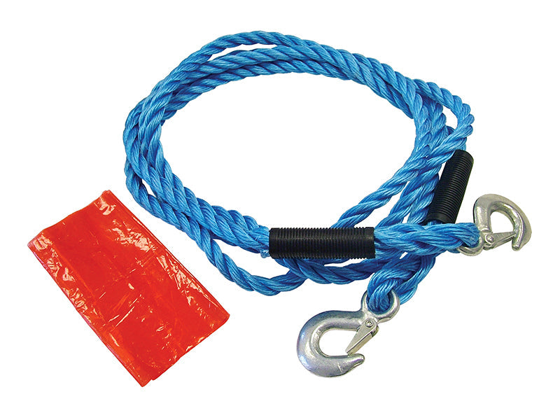 Tow Rope 4m Metal Hooks 2 Tonne, Faithfull