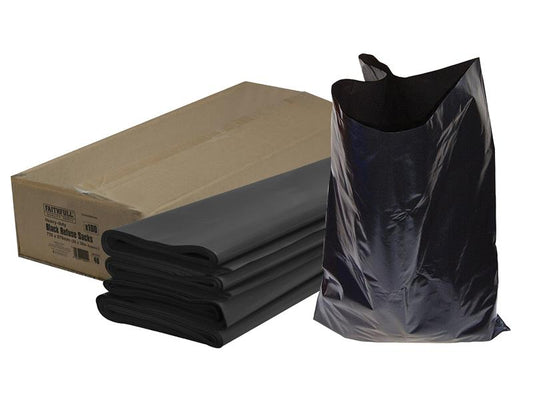 Heavy-Duty Black Refuse Sacks (Pack 100), Faithfull