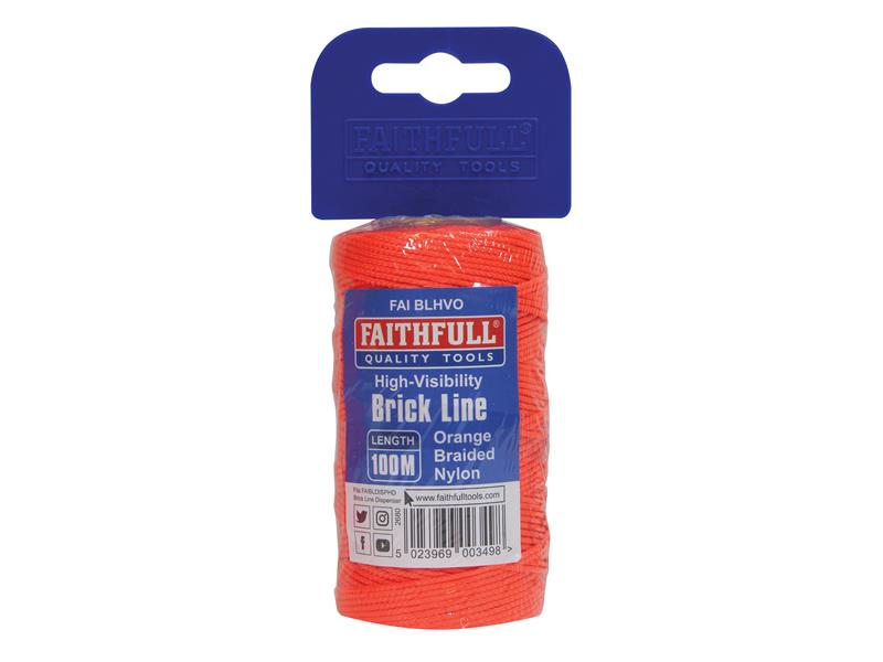 Hi-Vis Nylon Brick Line 100m (330ft) Orange, Faithfull