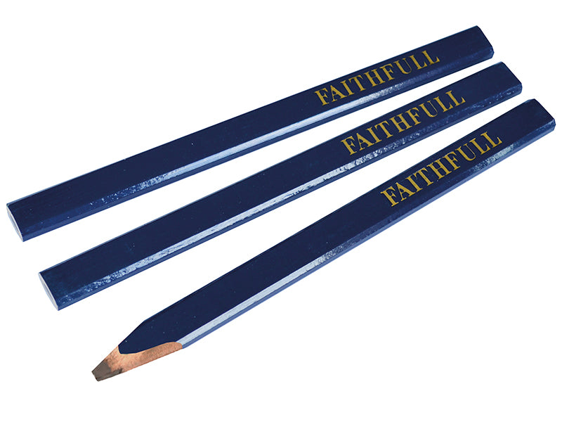 Carpenter's Pencils - Blue / Soft (Pack 3), Faithfull