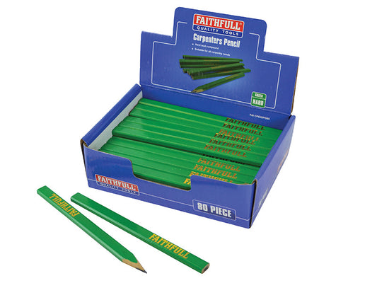 Carpenter's Pencils - Green / Hard (Display 80), Faithfull