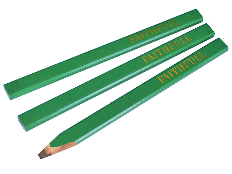 Carpenter's Pencils - Green / Hard (Pack 3), Faithfull