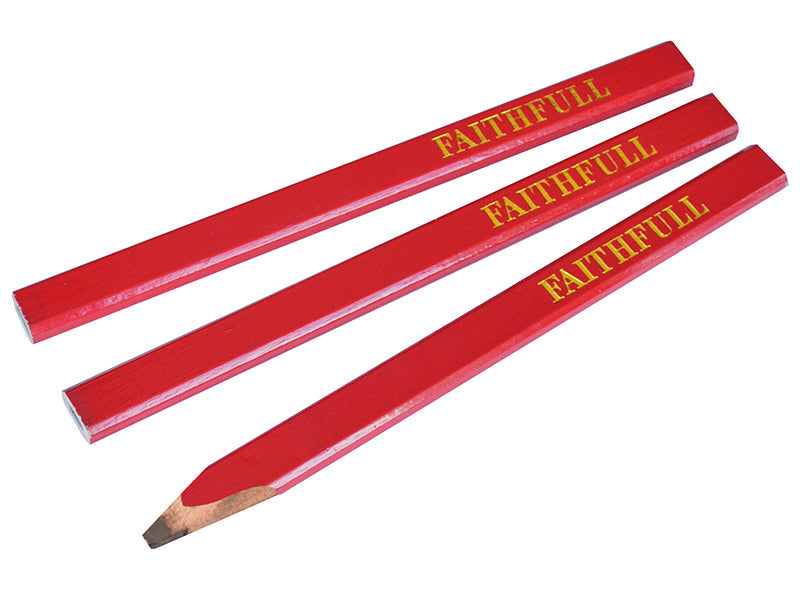 Carpenter's Pencils - Red / Medium (Pack 3), Faithfull