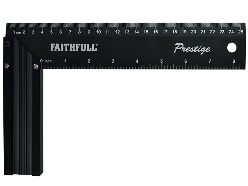 Prestige Try Square Black Aluminium 250mm (10in), Faithfull