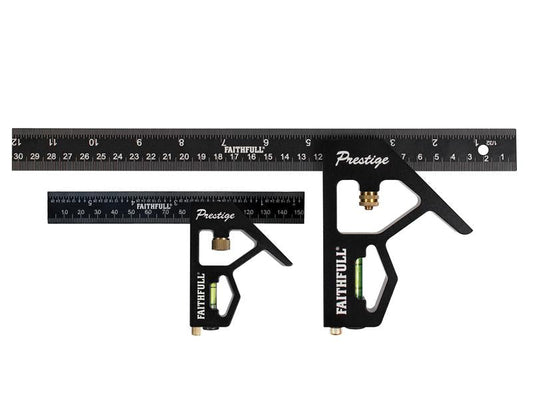 Prestige Combination Square Twin Pack 150mm (6in) & 300mm (12in), Faithfull