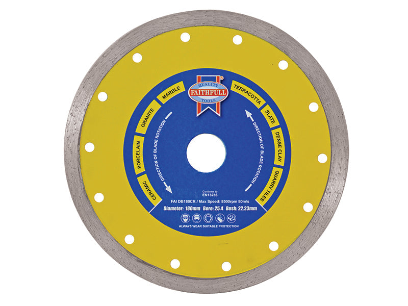 Diamond Tile Blade Continuous Rim 105 x 16mm, Faithfull