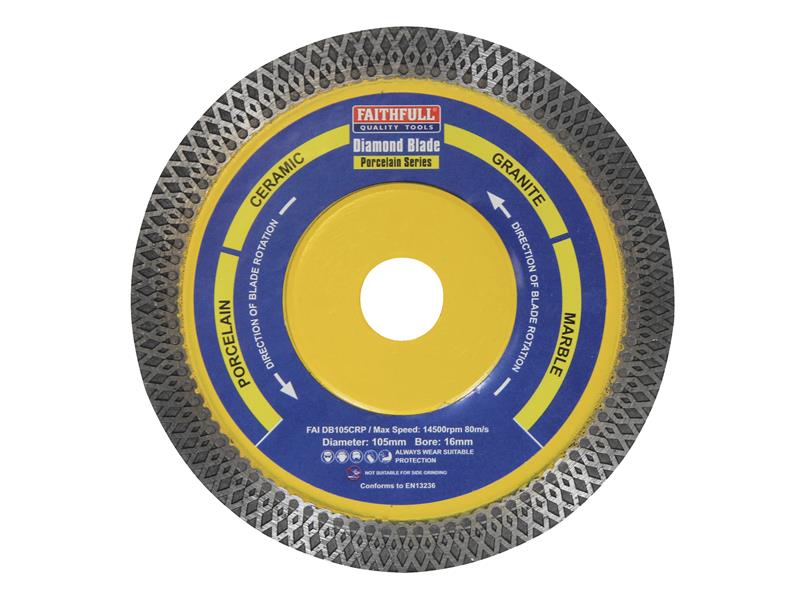 Porcelain Diamond Blade 105 x 16mm, Faithfull