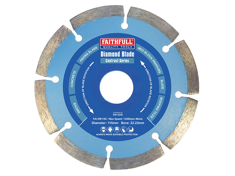 Contract Diamond Blade 115 x 22.2mm, Faithfull