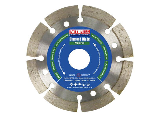 Professional Diamond Blade 115 x 22mm, Faithfull