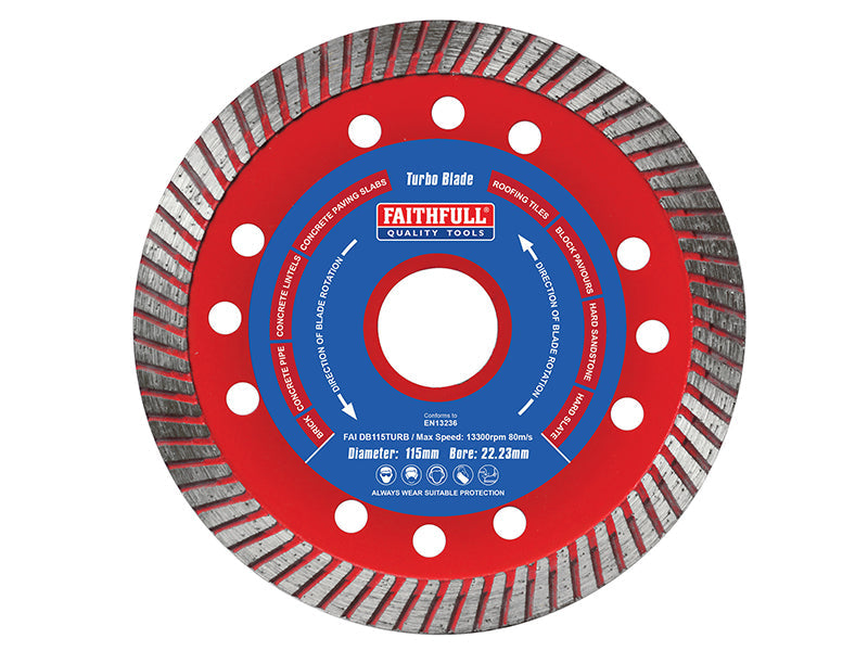 Turbo Cut Diamond Blade 115 x 22mm, Faithfull