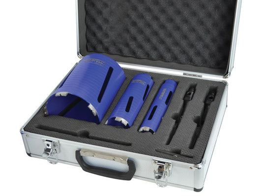 Diamond Core Drill Kit & Case Set of 7, Faithfull