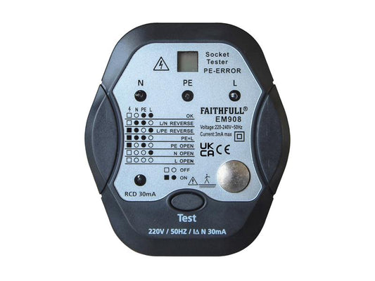 Socket Polarity Tester with RCD Test Function, Faithfull