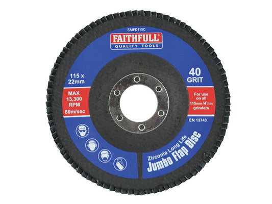 Abrasive Jumbo Flap Disc 115mm Coarse, Faithfull