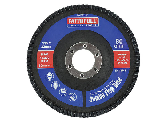 Abrasive Jumbo Flap Disc 115mm Fine, Faithfull