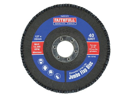 Abrasive Jumbo Flap Disc 127mm Fine, Faithfull