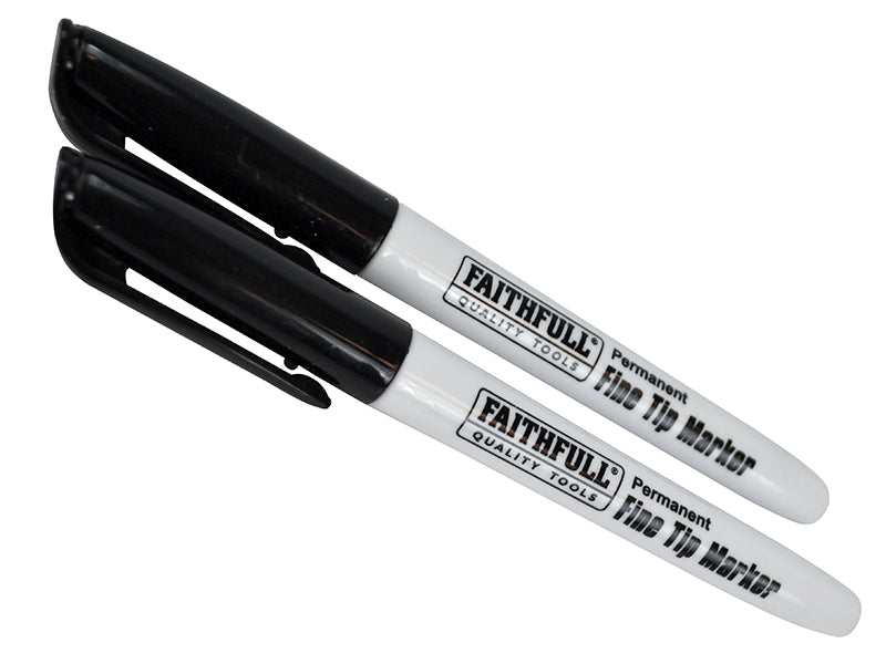 Fibre Tip Marker Pen Black (Pack 2), Faithfull