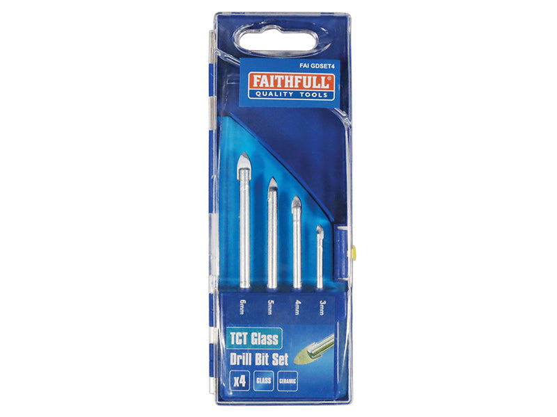 Tile & Glass Drill Bit Set of 4 (3-6mm), Faithfull