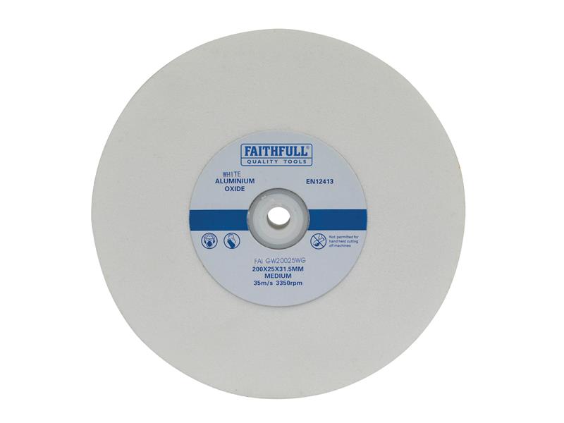 General Purpose Grinding Wheel 200 x 25mm White Medium, Faithfull