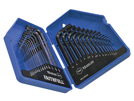 Metric/Imperial Hex Key Set, 30 Piece (0.7-10mm 0.028-3/8in), Faithfull