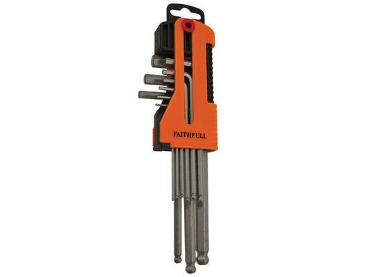 Long Arm Ball End Hex Key Set, 9 Piece (1.5-10mm), Faithfull