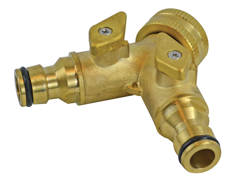 2 Way Shut Off Valve 19mm (3/4in) to 2 x 12.5mm (1/2in), Faithfull