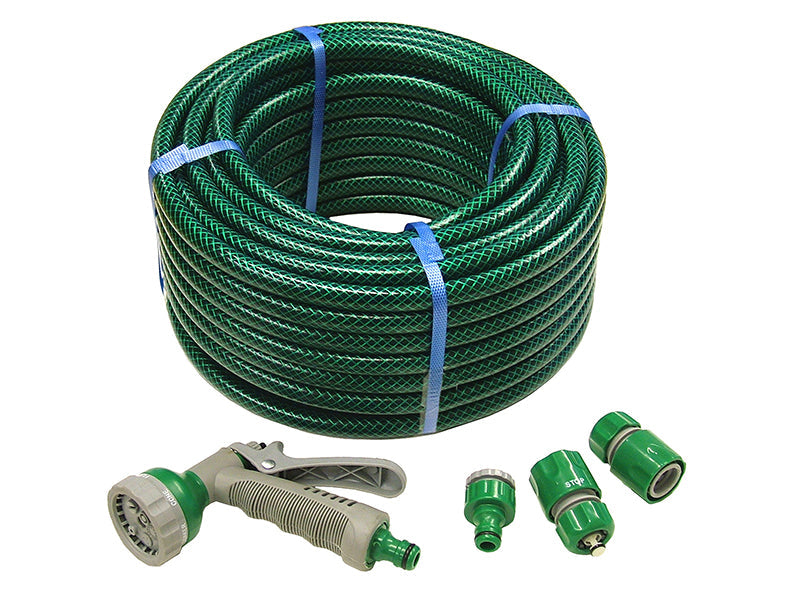 PVC Reinforced Hose 30m Fittings & Spray Gun, Faithfull