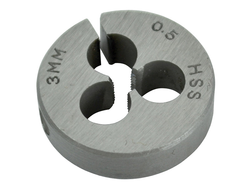 HSS Straight Flute Split Die M3 x 0.5, 13/16in OD, Faithfull