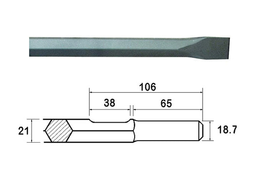 Kango Shank Chisel 25 x 450mm (914119), Faithfull