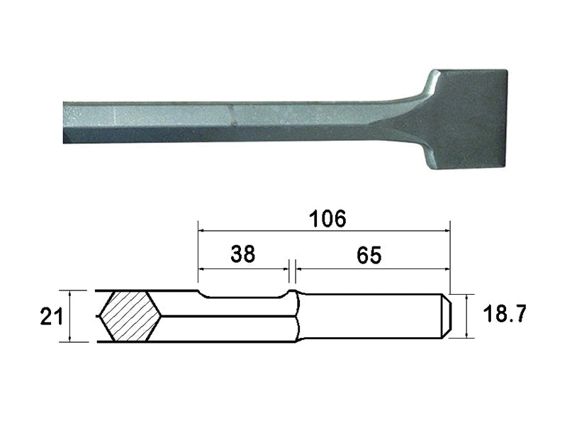 Kango Shank Straight Scaling Chisel 75 x 300mm, Faithfull