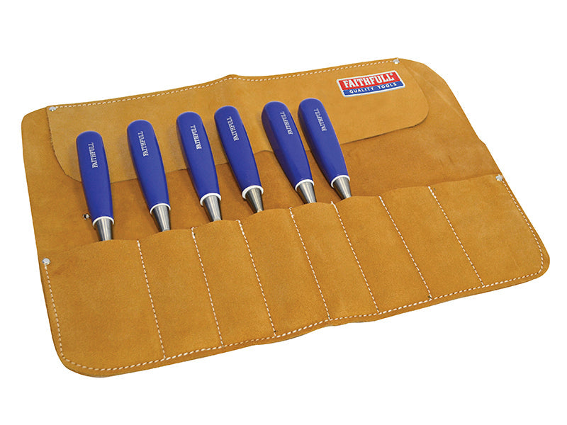 8 Pocket Leather Chisel Roll 33 x 47cm, Faithfull