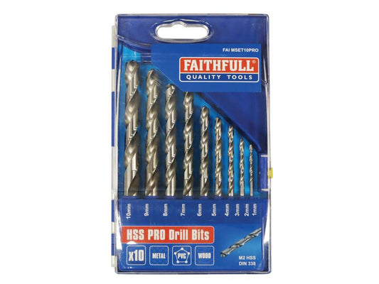 Professional HSS Jobber Drill Bit Set, 10 Piece (1 - 10mm), Faithfull