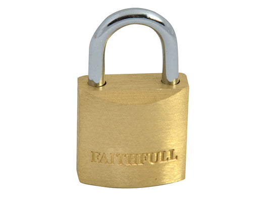 Brass Padlock 20mm 3 Keys, Faithfull