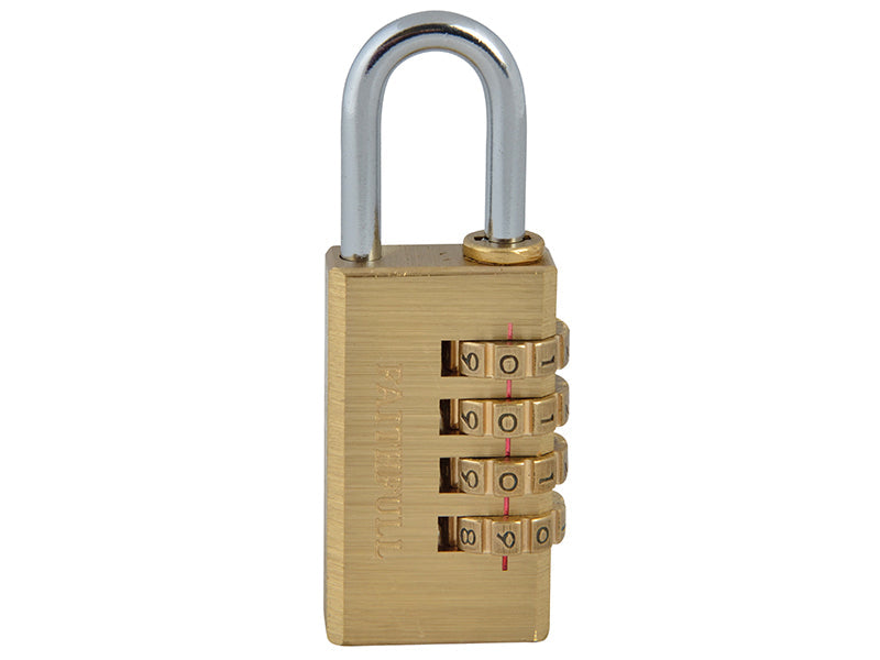 Brass Combination Padlock 28mm, Faithfull