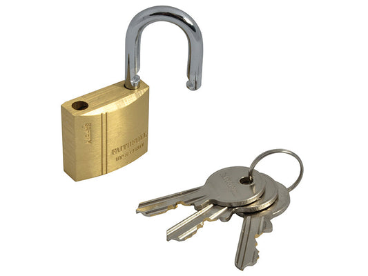 Brass Padlock 30mm 3 Keys, Faithfull