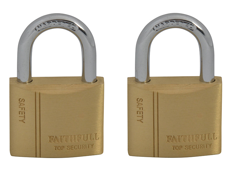 Brass Padlock Keyed Alike 2 x 40mm, Faithfull