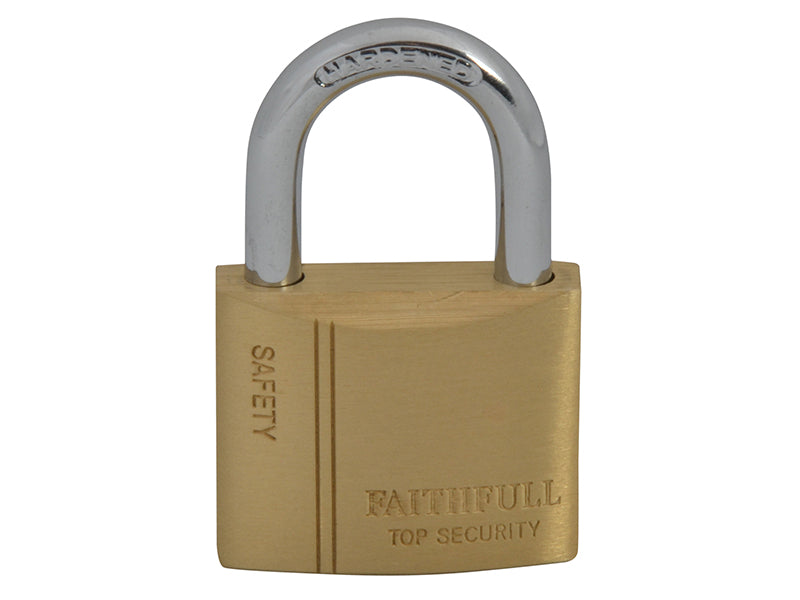 Brass Padlock 40mm 3 Keys, Faithfull