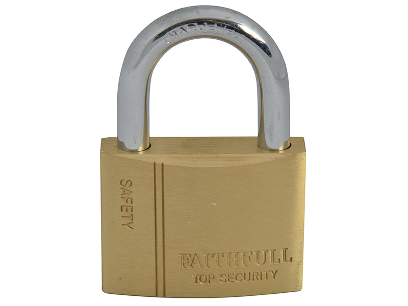 Brass Padlock 50mm 3 Keys, Faithfull