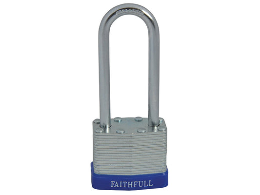 Laminated Steel Padlock 40mm Long Shackle 3 Keys, Faithfull