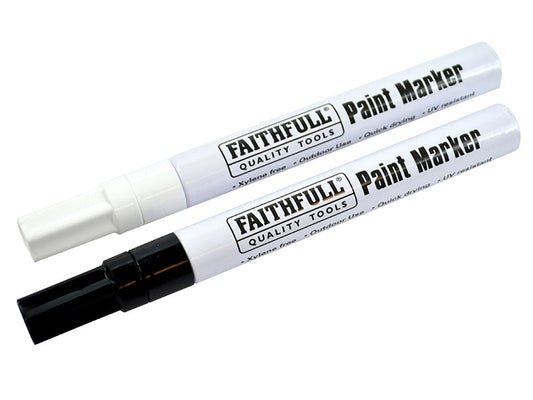 Paint Marker Pen Black & White (Pack 2), Faithfull