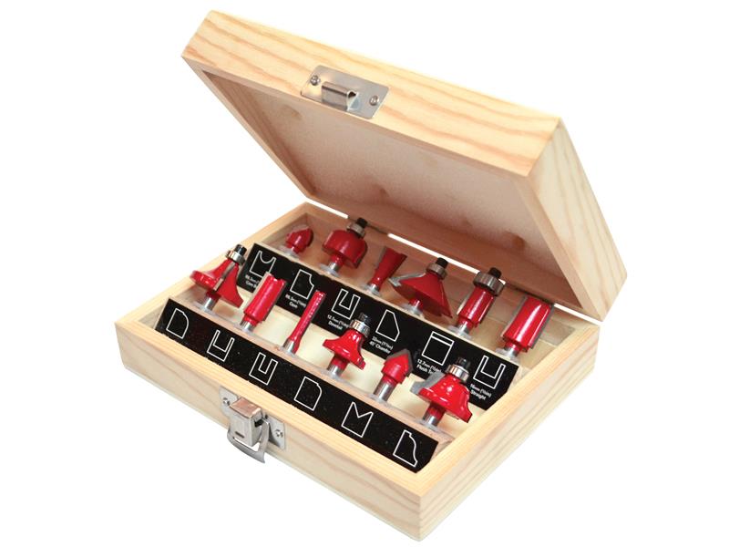 1/4in TCT Router Bit Set, 12 Piece, Faithfull