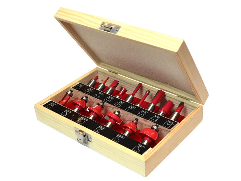 1/2in TCT Router Bit Set, 15 Piece, Faithfull