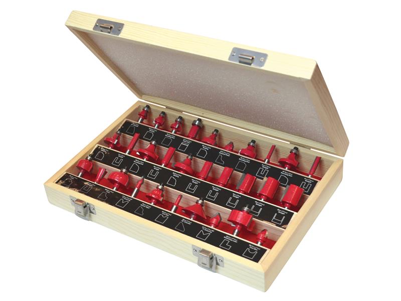 1/4in TCT Router Bit Set, 30 Piece, Faithfull