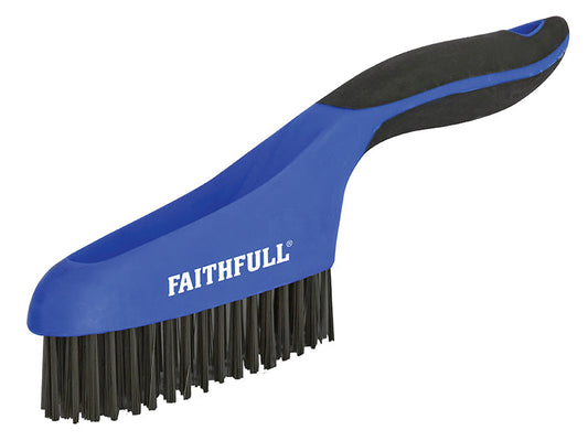 Scratch Brush Soft Grip 4 x 16 Row Steel, Faithfull