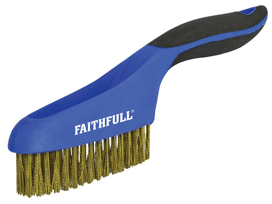 Scratch Brush Soft Grip 4 x 16 Row Brass, Faithfull