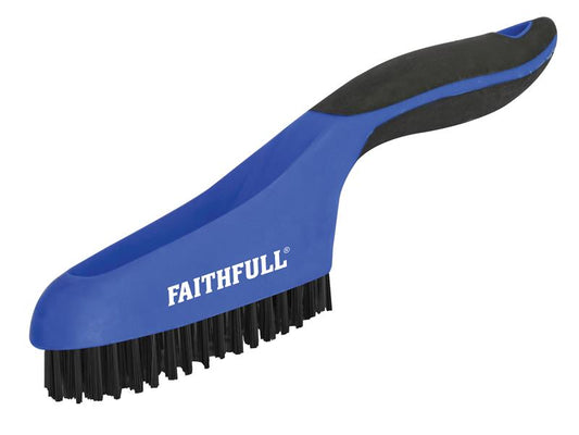 Scratch Brush Soft Grip 4 x 16 Row Plastic, Faithfull