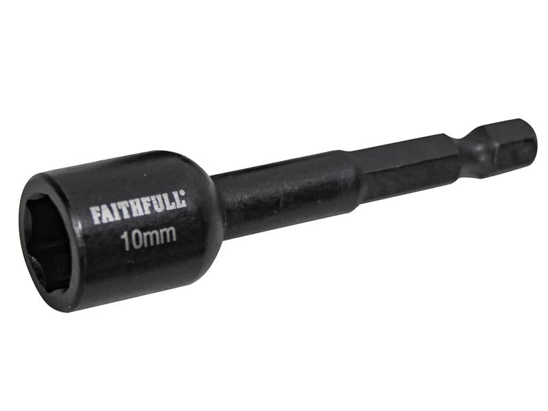 Magnetic Impact Nut Driver 10mm x 1/4in Hex, Faithfull