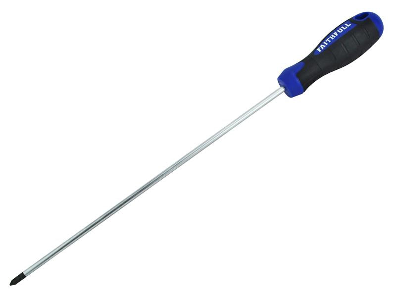 Soft Grip Screwdriver Pozidriv Tip PZ1 x 250mm Long Reach, Faithfull